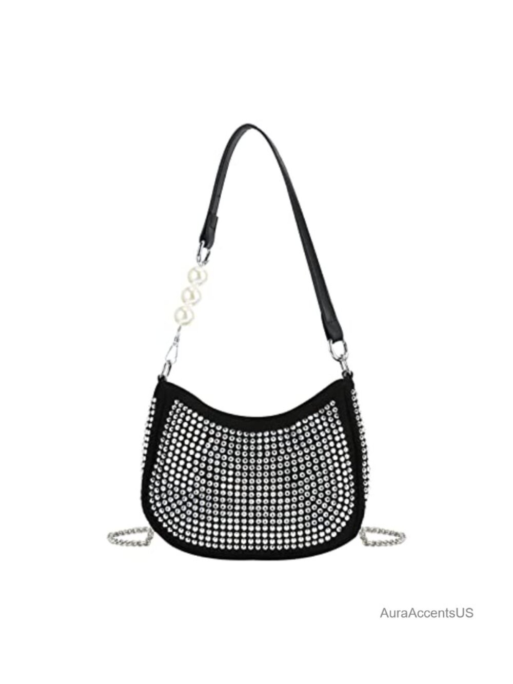Rhinestone Clutch Purse Crossbody Handbag with Chain Straps for Evening